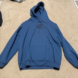Blue Hoodie with Embroidered Design